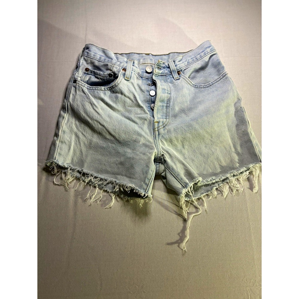 Levi's 501 Women's Blue Light Wash Denim Cut Off Shorts 26 High Rise Button